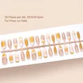 Set van 30 geel-witte bloemrijke kunstnagels met kleurverloop in S216-T stijl - 30 Stuks / Heldergeel Frisse Bloemen (S216-T)