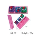 Three-cavity pink silicone daisy flower mold for fondant cake decorating and chocolate - Three-Row Floral (50-66) / 14cmx4cm / Pink