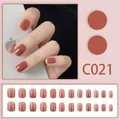 Short solid terracotta press-on nails, 24-piece full set for an elegant, professional look. - Terracotta Pink (C021)