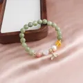 Λεπτομερής προβολή βραχιολιού New Chinese style με πολύχρωμες πέτρες και ουρά ψαριού - Βραχιόλι με Μενταγιόν Ουρά Ψαριού Πράσινη Ιάδη