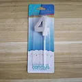 Vela de cumpleaños número 4 plateada premium para decoración de pasteles en blister - Número 4 / Plateado