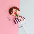 Adorable cartoon boy cake topper holding a red rose for Valentine's Day cake decoration - PVC Rose - Male / 6.5cm x 3.8cm