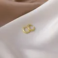 Close-up of minimalist small gold hoop earrings on elegant silk background. - 1# 16421 Inner Diameter 1cm / Gold