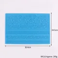 Blue silicone fondant lace mat for DIY cake decorating featuring intricate paisley patterns - Blue (84116)