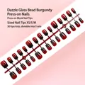 Red and black gradient press-on nails set, 30pcs with sizes XS/S/M available - Wine Red and Black Gradient High-Gloss Style (S122-T) / 30 Pieces/Strip (Includes XS/S/M Sizes)