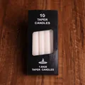 Set of 10 classic white taper candles in a premium black window box packaging - 1.8x19cm Long Taper Candle / 10 Piece Set / White