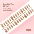 Set of 30 gradient tea-colored press-on nails with XS, S, M sizes for DIY manicure - Ice-through Tea Brown Gradient Style(S102-T) / 30 Pieces/Strip (Includes XS/S/M Sizes)