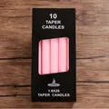 Pack of 10 classic pink taper candles 1.8x20cm in black window box for parties - 1.8x19cm Long Taper Candle / 10 Piece Set / Pink