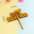 Goldener Acryl-Kuchenaufsatz mit chinesischen Schriftzeichen zur Tortendekoration - Geld Zählen Gold Stil