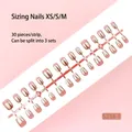 Metallic chrome pink press-on nails 30-piece set in sizes XS S M model S234-T for SKU - Mirror Pink French Patchwork Style (S234-T) / 30 Pieces/Strip (Includes XS/S/M Sizes)