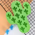 Green cactus shaped silicone ice cube tray mold for DIY crafts and summer drinks - Cactus Shape / 11 Grids / Green
