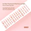 Translucent pink glitter press-on nails 30pcs set for professional salon use in sizes XS, S, M - Ice Pink Gradient Glitter Style (S103-T) / 30 Pieces/Strip (Includes XS/S/M Sizes)
