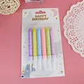 Detailed macro view of colorful Happy Birthday letter candles for cake topper decor - HAPPY BIRTHDAY Letter Style / 6Pcs/Set / Colorful