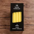 Set of 10 classic yellow taper candles 1.8x20cm in elegant black window box packaging - 1.8x19cm Long Taper Candle / 10 Piece Set / Yellow