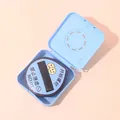 Blue marshmallow cushion puff with quirky text and square vented storage case - Don't Worry Puff + Camera Case
