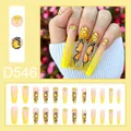 Faux ongles extra longs à dégradé jaune avec papillon et strass détaillés - Style Strass Papillon Peint Dégradé Jaune (D546) / 24 Pièces/Ensemble