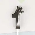 Elegante vela de cumpleaños número 1 plateada con mini corona para tartas y decoración. - 1 / 1 Pieza / Negro