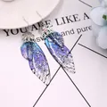 Elegante Ohrhänger mit Schmetterlingsflügeln in Blau-Lila-Verlauf und Silberglitzer - Silberfolie - Blau