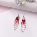 Elegante rote Libellenflügel Ohrringe mit Glitzersteinen und Farbverlauf für stilvolle Damen - Silber - Rosarot Strass