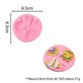 Pink silicone mold for unicorn and rainbow fondant shapes with dimensions 6.5x6.3cm. - Rainbow Unicorn Mold (50-1025-A) / 6.5x6.3cm