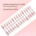 Gradient purple press-on nails 30pcs strip XS/S/M sizes - Long Trapezoid/Almond Style (S129-T) / 30 Pcs/Strip / Gradient Purple