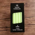 10 pack of 1.8x20cm classic green taper candles in a black box - 1.8x19cm Long Taper Candle / 10 Piece Set / Green