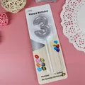 Vela de cumpleaños número 3 plateada para decoración de tartas y fiesta de celebración - Número 3 / Plateado