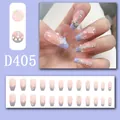 Elegant lavender ombre press-on nails featuring butterfly charms and rhinestones D405 - 24 Pcs/Set / Lavender Purple Butterfly Rhinestone Gradient Style (D405)