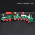 Decorative wooden Christmas train for cake ornaments in red and green, size 22x4.7cm - Green Wooden Train