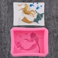Detail showing a pink mermaid silicone mold and the finished plaster craft result. - Mermaid Pink (50-1522-A)