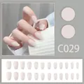 Elegant 24-piece set of short coffin press-on nails with creamy neutral white finish - Creamy Pinkish White (C029)