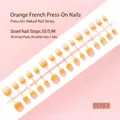 Oranje gradiënt French persnagels set 30 stuks strip maten XS/S/M voor DIY manicure - S179-T
