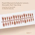 Faux ongles de qualité dégradé marron et lignes blanches, 30 pièces en tailles XS/S/M - Caramel Nude Dégradé avec Lignes (S263-T) / Pack de 30