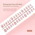 Lot de 30 faux ongles à presser dégradé rose nude avec étoiles pour manucure professionnelle - Tailles Mixtes XS/S/M / Style Starlight Dégradé Rose (S111-T) / Pack de 30