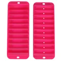 Pink silicone ice cube tray with 11 long compartments for baby food or drinks - Double Layer Strip / 11 Grids / Rose Red
