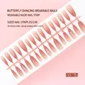 Elegant ice-through pink gradient butterfly pattern press-on nails 30pcs set SKU S136-T - Butterflies Dance Ice Pink Style (S136-T) / 30 Pieces/Strip (Includes XS/S/M Sizes)