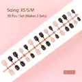 Set van 30 professionele zwarte polkadots en nude press-on nagelstrips dames - S183-T