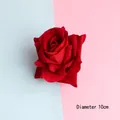 Cabeza de rosa roja artificial de terciopelo para decorar tartas, 10 cm de diámetro - Rosa Grande