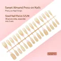 Set of 30 almond shaped press-on nails in nude pink with glitter finish, model S137-T - Sweet Almond Style (S137-T) / 30 Packs / Nude Pink