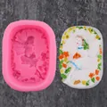 Detail of fairy and sunflower relief on silicone mold and finished soap ornament - Flower Fairy Girl Pink (50-1722-A)