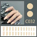 Premium glossy nude solid color press-on nails kit, salon quality 24 pieces set C032 - Nude Long Ballet Style (C032) / 24 Pcs/Set