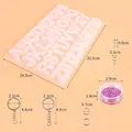Kit de moules en silicone alphabet pour résine avec porte-clés et pot de paillettes - Ensemble Moule Paillettes Porte-Clés (84005)