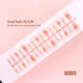 Bande de 30 faux ongles dégradé rose avec motifs de cœurs, tailles XS/S/M incluses - Tailles Mixtes XS/S/M / Style Cœur Dégradé Rose Transparent Glace (S115-T) / Pack de 30