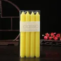Set of 4 yellow 20cm dripless and smokeless taper candles for romantic dinner decor - 2.2x20cm Long Taper Candle / 4Pcs Set / Yellow