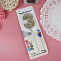 Elegante vela número 3 dorada para decoración de pasteles de cumpleaños en blíster - Número 3 / Dorado