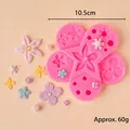Pink floral silicone mold for chocolate daisy fondant and cake decoration flowers - Multi-Hole Flower Style (50-1223) / 10.5cm / Pink