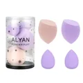 ALYAN professional beauty blender set with purple and peach makeup sponges in a tube - 4 Pieces/Pack (Medium + Mini) / Grey Purple