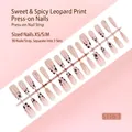 30pcs leopard print press-on nails in various sizes - Spicy Leopard Print Nude Pink Style (S116-T) / 30 Pieces/Strip (Includes XS/S/M Sizes)
