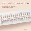 30 faux ongles dégradés à coller, tailles assorties, finition nude naturelle chic - Glace Transparente Brun Dégradé Français (S268-T) / Pack de 30