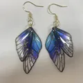 Elegant gradient blue butterfly wing earrings with gold foil accents - Gold Foil Style / Blue